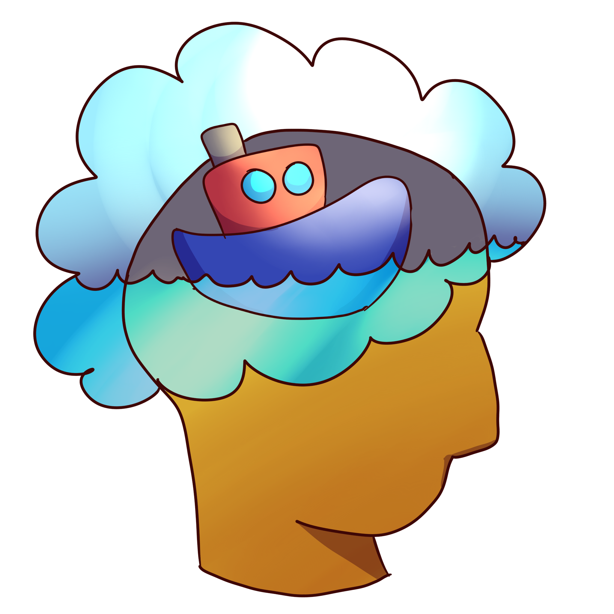  a boat in a cloud in someone’s head